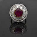 White Gold Ruby Round Finger Rings
