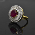 White Gold Ruby Round Finger Rings