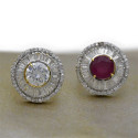 White Gold Ruby Round Finger Rings