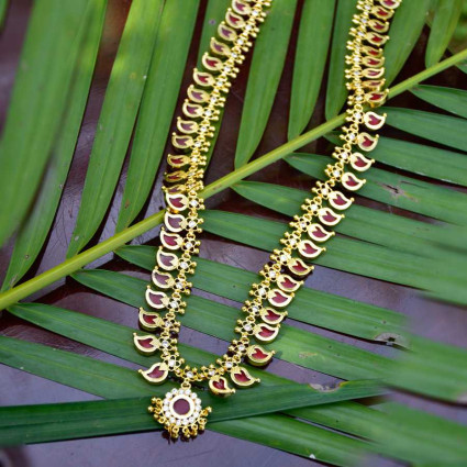 Premium Gold Plated Red Mango Long Chain/ Mangamala