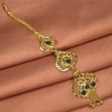 Gold Plated Net Green Maang Tikka Nettichutti