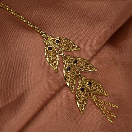 Gold Plated Net Leaf Maang Tikka|Nettichutti