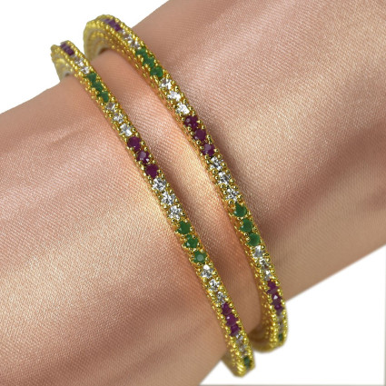 One Gram Gold Multicolour Stone Bangles