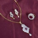 Beautiful Premium Gold plated Ruby and American Diamond Designer Pendant Set