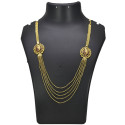 Gold Plated Multi Strand chain with Peacock Double Side Pendants
