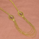 Gold Plated Multi Strand chain with Peacock Double Side Pendants