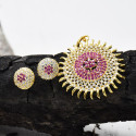 Premium Gold Plated Semiprecious Sun Pendant Set