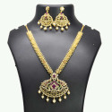 Dainty Premium Gold Plated CZ Ruby Emerald Necklace Set