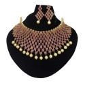 Stunning Broad Floral Ruby Stones Bridal Choker Set