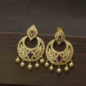 Ruby and AD Ramleela Earrings with Pearl Hangings