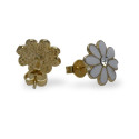Fancy Pearl White Stone Flower Studs