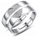 Silver Plated AD Couples Love Finger Ring