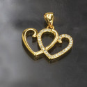 Fancy Cz Stone Double Heart Pendant