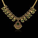 Gold Plated Ethnic Green Mango Palakka Necklace
