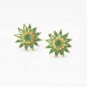 Gorgeous Gold Plated Semi-Precious Stones Floral Ear Studs