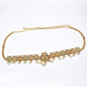 Antique Gold Plated Kemp Stone Lakshmi Hip Chain Waist Belt Kamarbandh Oddiyanam - PJ