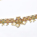 Antique Gold Plated Kemp Stone Lakshmi Hip Chain Waist Belt Kamarbandh Oddiyanam - PJ