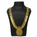 Gold Plated Lakshmi Kashu Model Cz Long Chain Haram