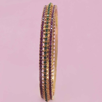 Alluring Premium Gold Plated Ruby Emerald Bangle