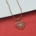 Imitation Silver-tone White Stone Heart Pendant Chain