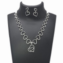 Premium Fashion Silver Polish AD Hearts Necklace Set 