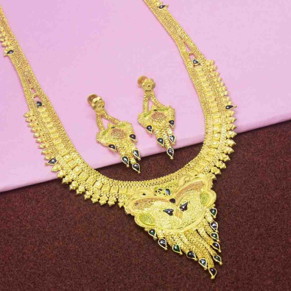 Gold Plated Meenakari Lappa Long Chain Set 