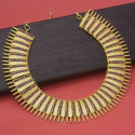 Antique Gold Plated Broad Matte Finish Ruby Necklace