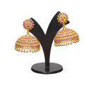 Alluring One Gram Gold Ruby Jhumkas