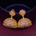 Alluring One Gram Gold Ruby Jhumkas