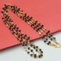 Gold Plated Double Strand Black Crystal Chain