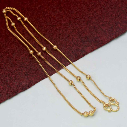 Gold Plated Designer Beaded Link Chain For Women