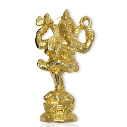 One Gram Gold plated standing Ganesha with Umbrella Idol