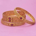 Premium Gold Plated Bridal Ruby Studded Bangles Set