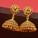 Traditional One Gram Gold Plated Ruby Jhumkas