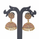 Traditional One Gram Gold Plated Ruby Jhumkas