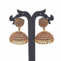 Traditional One Gram Gold Plated Ruby Jhumkas