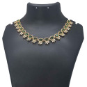 American Diamond Flower Necklace With Green Stones
