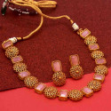 Antique Matte Floral Square Stone Sufi Necklace Set