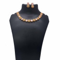 Antique Matte Floral Square Stone Sufi Necklace Set