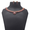 Majestic Gold Plated Ruby Cz Stone Necklace Set
