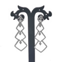 Rhodium Plated American Diamond Pave Long Earrings