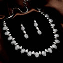 Elegant Simple Oval Shape Zircon Necklace Set