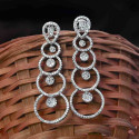 Rhodium Plated American Diamond Studded Hoop Earrings