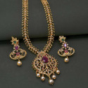 Delicate Premium Gold Plated CZ Ruby Emerald Necklace Set