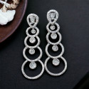 Rhodium Plated American Diamond Studded Hoop Earrings