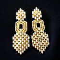 Beautiful Big Cz Baguette Cut Stone Barfi Drop Earrings