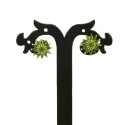 Gorgeous Gold Plated Semi-Precious Stones Floral Ear Studs