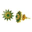Gorgeous Gold Plated Semi-Precious Stones Floral Ear Studs