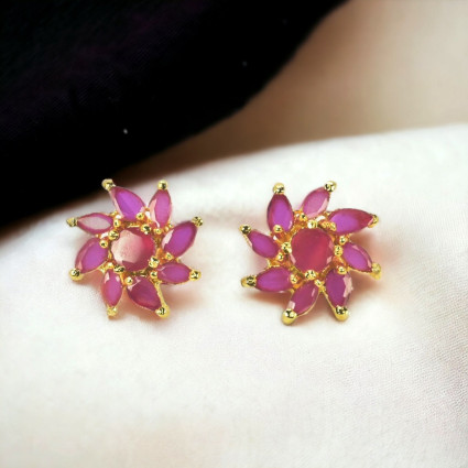 Stunning Semi-Precious Stones Floral Ear Studs