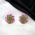 Stunning Semi-Precious Stones Floral Ear Studs